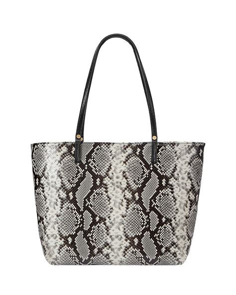 snake print tote bag.